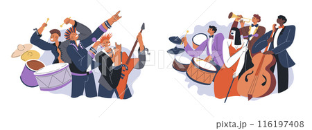 Rock Band Playing Instruments vector 116197408