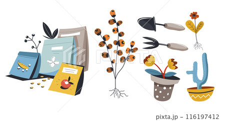 Gardening Supplies and Plants vector 116197412