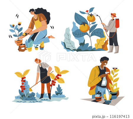 People Enjoying Gardening vector illustration People Enjoying Gardening vector illustration 116197413