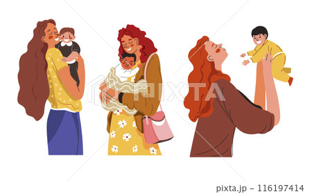 Mothers with Babies Illustration vector Mothers with Babies Illustration vector 116197414