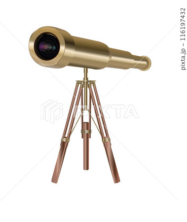 Old telescope on White Background telescope on white background. Concept of time. 116197432