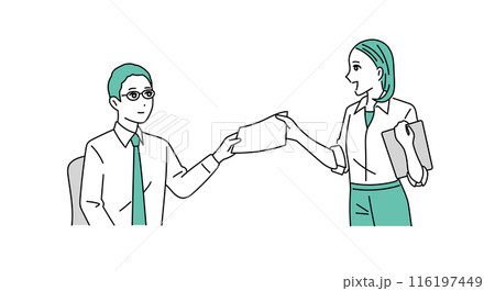 書類を頼むビジネスパーソンと書類を受け取るビジネスパーソン 116197449