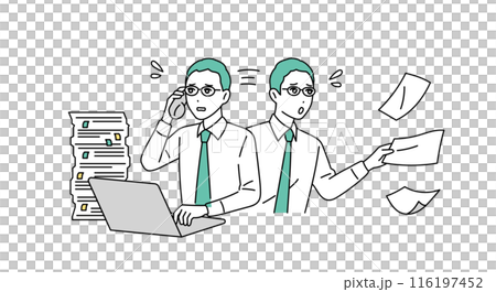 忙碌的商務人士忙於任務的插圖 116197452