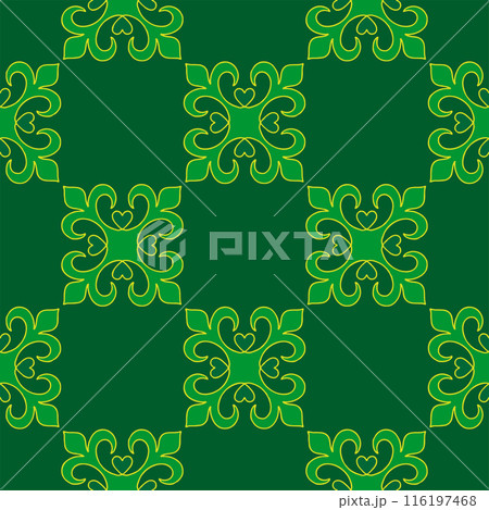 Tatar seamless pattern. Islamic tulip, floral geometry. Culture of the Tatar people, symbols of green and red. 116197468