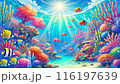 カラフルな珊瑚と太陽の光 116197639