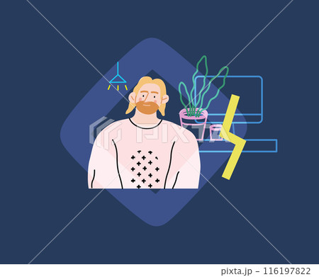 Creative Workspace: Video Conference, modern flat vector concept illustration of person engaging in virtual business meeting Connectivity, collaboration, digital interaction, remote work, productivity Creative Workspace: Video Conference, modern flat vector concept illustration of person engaging in virtual business meeting Connectivity, collaboration, digital interaction, remote work, productivity 116197822