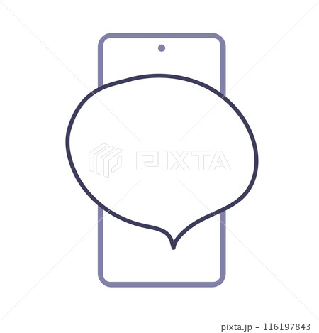 Simple outline illustration of a smartphone with a speech bubble. Simple outline illustration of a smartphone with a speech bubble. 116197843