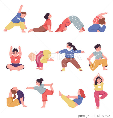 Diverse Group Yoga Poses vector Diverse Group Yoga Poses vector 116197892
