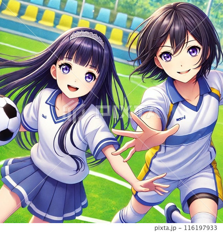 サッカーをする女子高生 サッカーをする女子高生 116197933
