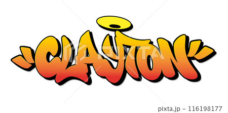 Clayton name in graffiti style. Vector illustration. 116198177