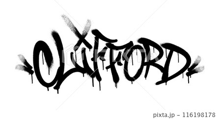 Sprayed Clifford name with overspray in black over white. Vector illustration. Sprayed Clifford name with overspray in black over white. Vector illustration. 116198178