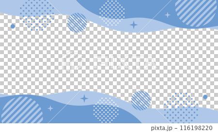 幾何学フレーム　波　ウェーブ　青　水玉 116198220