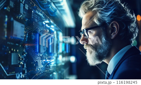 professional engineer provide maintenance in data center, technology and big data concept 116198245