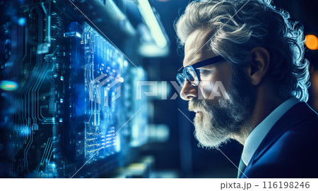 professional engineer provide maintenance in data center, technology and big data concept 116198246