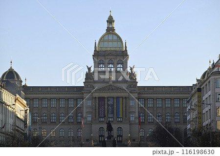National Museum building on Wenceslas Square in Prague, capital of Czech Republic 116198630