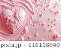 ピンクのハートのオブジェにピンクのパールが散りばめられた華やかな背景1 116198640