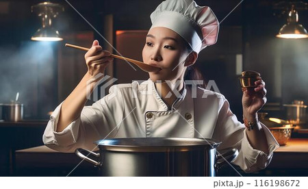 味見をする女性コック 116198672