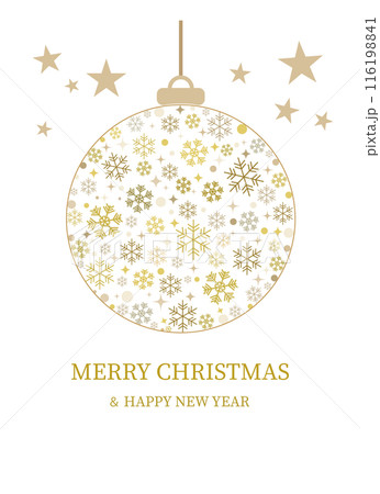 金色の雪の結晶のクリスマスボールのイラスト 金色の雪の結晶のクリスマスボールのイラスト 116198841