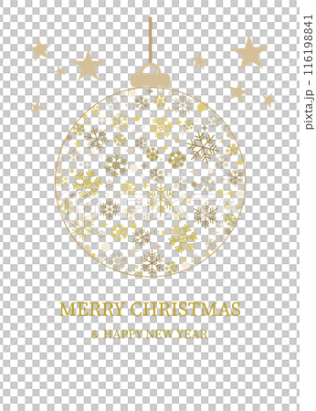 金色の雪の結晶のクリスマスボールのイラスト 金色の雪の結晶のクリスマスボールのイラスト 116198841