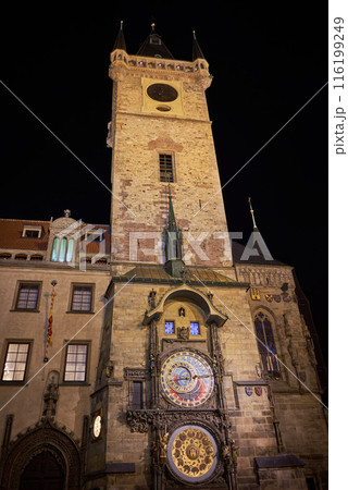 Detail of the Prague Astronomical Clock, attached to the Old Town Hall in Prague, capital of the Czech Republic 116199249