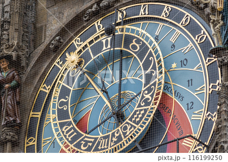 Detail of the Prague Astronomical Clock, attached to the Old Town Hall in Prague, capital of the Czech Republic 116199250