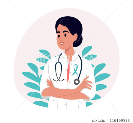 National Fragile X Awareness Day vector. A doctor in a white uniform with an awareness ribbon. 116199558