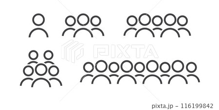 Group of people or group of users. Group icon, people icon set in trendy flat style. Persons symbol infographics website design, logo, app 116199842