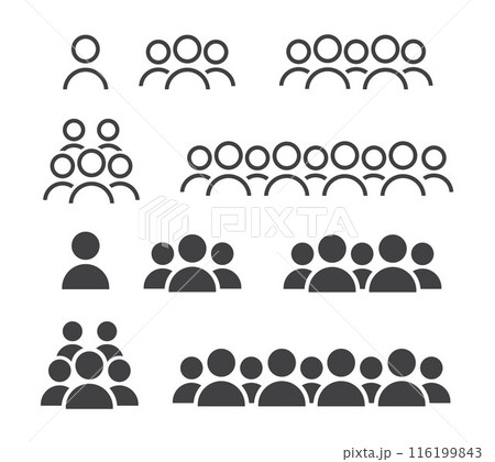 Group of people or group of users. Group icon, people icon set in trendy flat style. Persons symbol infographics website design, logo, app 116199843