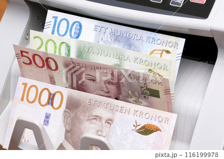 Swedish crown in the counting machine 116199978