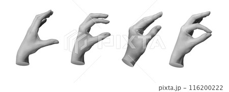 Fingers showing size from big large to little small pinch, hand sign isolated on white background Fingers showing size from big large to little small pinch, hand sign isolated on white background 116200222
