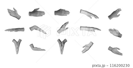 Grabbing, holding, taking, grasping something, hand sign isolated on white background, set 116200230