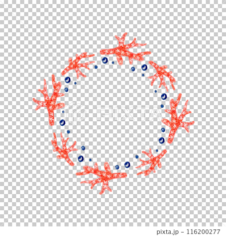 Watercolor round frame with place for text. Coral on isolated white background 116200277
