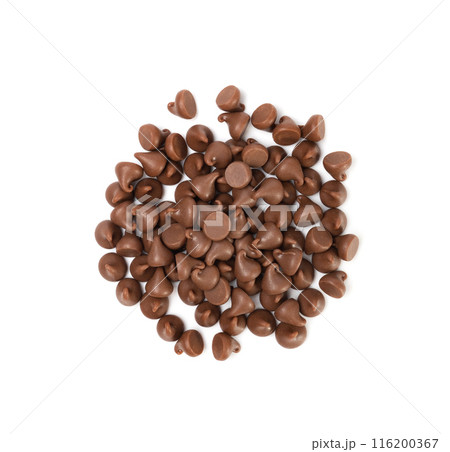 Chocolate Chips Isolated, Scattered Chocolate Sprinkles, Decorative Cocoa Drops, Cookie Decoration Ingredient 116200367