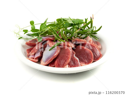Poultry Offal Isolated, Raw Chicken Stomach, Poultry Giblets, Fresh Turkey Stomach, Chicken Gizzard 116200370
