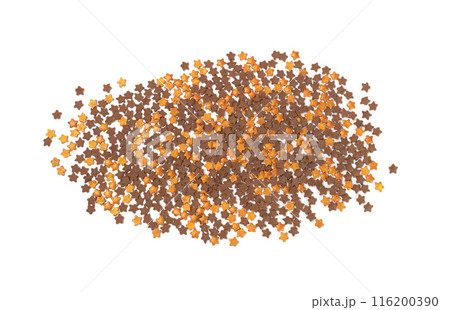 Cookie Stars Sprinkle Isolated, Sugar Star Pile, Candy Flakes, Sweet Brown Sprinkles Decoration 116200390