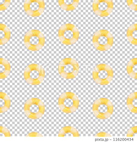 Watercolor seamless pattern with yellow inflatable rubber illustration on isolated white background 116200434