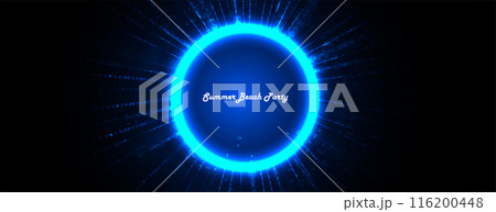 Beautiful beach with palm trees on white sand and blue ocean. Vector art. 116200448