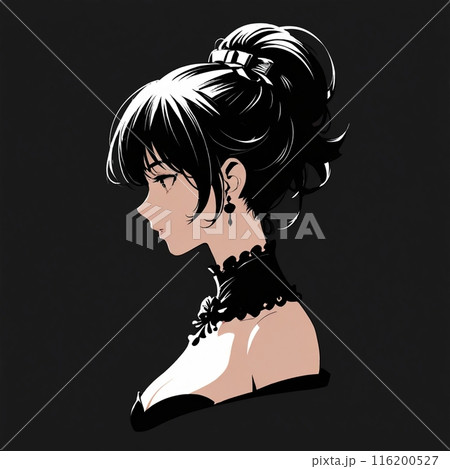 黒いドレスを着た少女の上半身 116200527