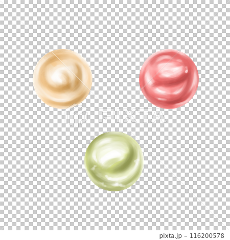 Colorful shiny edible beads. Decor for decorating cakes, cupcakes, pies, confectionery, cocktails and drinks. For bakeries and home production. Digital isolated illustration 116200578