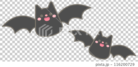 Kid hand drawn cute and colorful happy halloween elements 2 flying bats 116200729