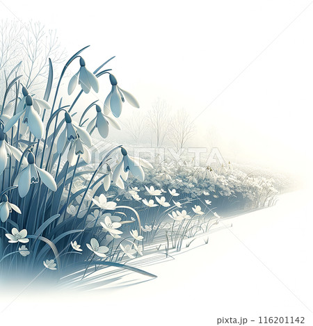 Whispers of Spring: Snowdrops in Soft-Toned Isolation Whispers of Spring: Snowdrops in Soft-Toned Isolation 116201142