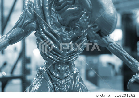 Art object printed on 3D printer. Detailed prototype model printed on 3D printer from molten plastic yellow gold color. Additive progressive 3D printing technology. New modern prototyping technologies Art object printed on 3D printer. Detailed prototype model printed on 3D printer from molten plastic yellow gold color. Additive progressive 3D printing technology. New modern prototyping technologies 116201262