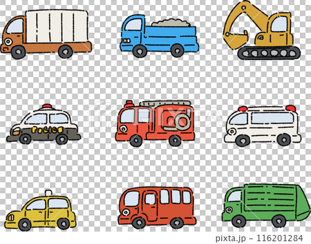 Simple icon set of various vehicles 116201284