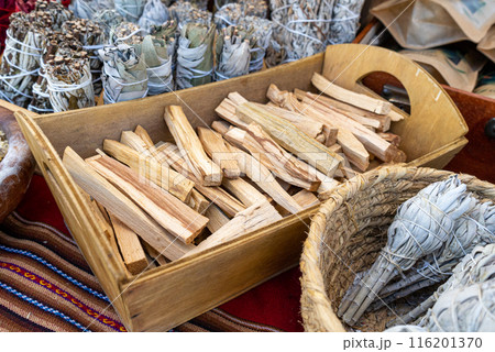 Bulnesia sarmientoi sticks also known as palo santo, guayacan, holy wood, lignum vitae, sacred wood 116201370