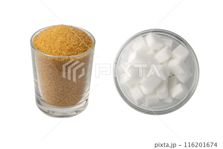 Eco bio brown sugar in glass isolated on black background 116201674