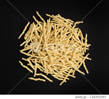 Raw Trofie Pasta, Dry Italian Macaroni, Traditional Genoa Food, Raw Noodle, Modern Ligurian Cuisine 116202091