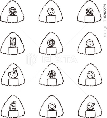 シンプルなおにぎりのセット　線のみ 116202274