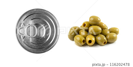 Green Pickled Olives Isolated, Olive Pickles, Pitted Fermented Olives 116202478
