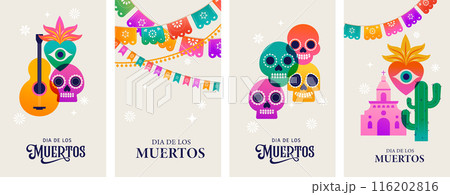 Day of the Dead, Dia de los Muertos, Mexican holiday. Vector poster, banner and card in modern 116202816
