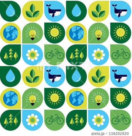 Environmental seamless pattern design. Happy Earth Day, geometric modern trendy illustrations of 116202820